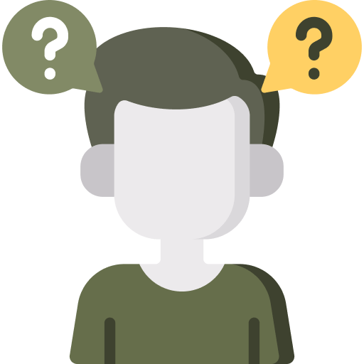 Illustration of a person with a neutral expression shown with two speech bubbles containing question marksone green on the left and one yellow on the right The figure has no facial features wearing a green shirt symbolizing confusion or pondering effective communication