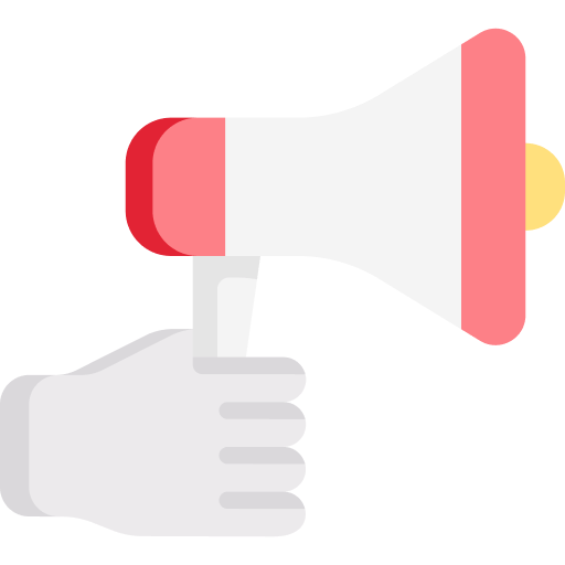 Illustration of a hand holding a white and red megaphone The hand and megaphone are stylized with simple geometric shapes and flat colors The background is plain and unobtrusive emphasizing the megaphone as the central element encouraging you to advocate for yourself