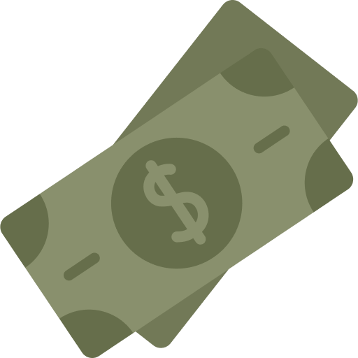 An illustration of two green paper currency bills slightly overlapping each other Each bill features a large dollar sign in the center indicating that it represents money and possibly the financial stress often associated with managing finances The design is simple and flat with minimal details