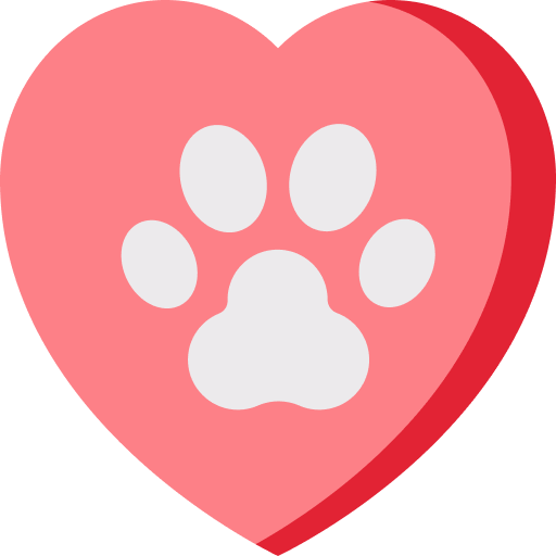 A pink heart icon with a white paw print in the center The heart has a subtle red shadow on the right side giving it a sense of depth symbolizing the grief and loss of a pet