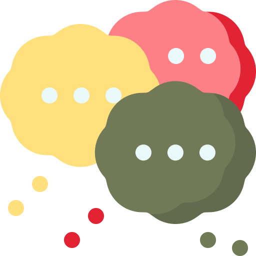 Illustration of a group of macarons in various colors including yellow pink and green The macarons have three white dots in the center symbolizing textures or filling Small colorful dots surround the macarons like vibrant thoughts overcoming cognitive anxiety symptoms adding a whimsical touch to the image