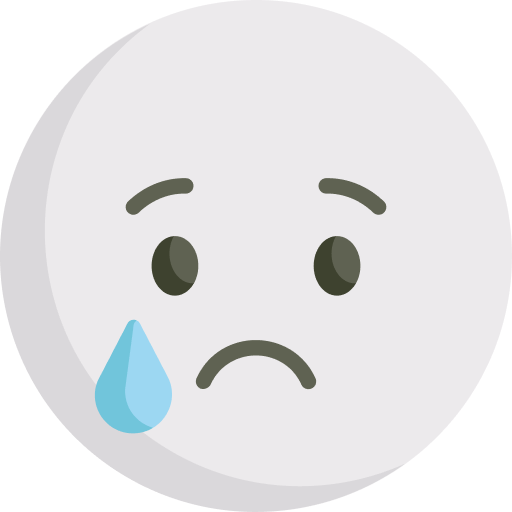 A simple gray emoji with a sad facial expression The emoji depicting persistent sadness from depression has downturned eyebrows a small curved frown and a single blue tear falling from its left eye