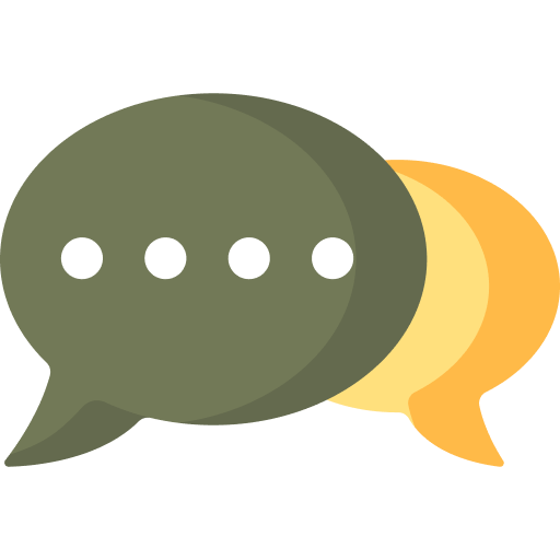 A graphic showing two overlapping speech bubbles The front bubble is green with three white dots representing an ellipsis and the back bubble is yellow The image symbolizes conversation or communication akin to the insightful dialogue fostered by an experienced therapist